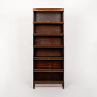 Antique Tall Mahogany Wood Barrister Bookcase Cabinet Six Shelf