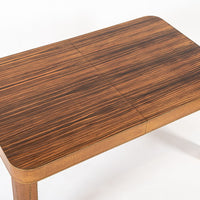 Antique Art Deco Macassar Ebony Wood Dining Table with Glass Top, 1940s