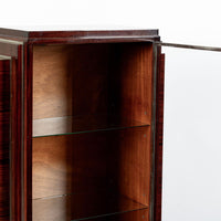 Antique French Art Deco Rosewood and Glass Vitrine Display Cabinet 1930s