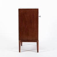 Antique Art Deco Scandinavian Small Oak Wood Side Cabinet or Nightstand 1950s