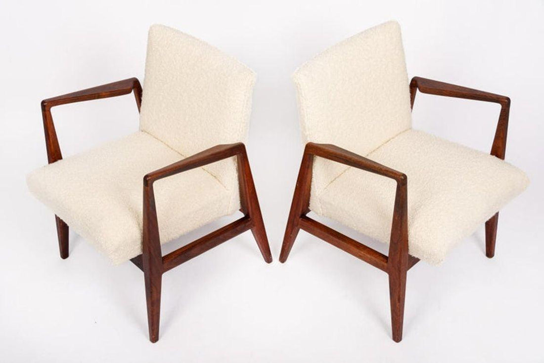 Mid Century Cream Upholstered Lounge Chairs by Jens Risom, 1960s