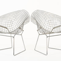 Mid Century Silver Diamond Wire Lounge Chairs by Harry Bertoia for Knoll