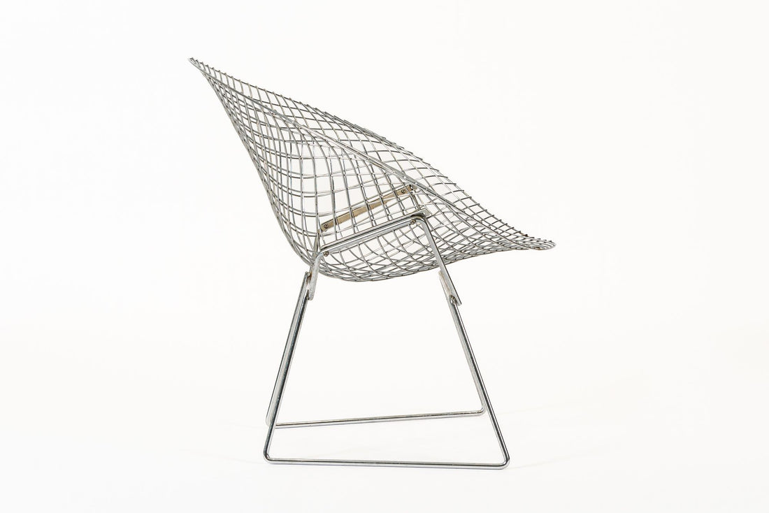 Mid Century Silver Diamond Wire Lounge Chair by Harry Bertoia for Knoll