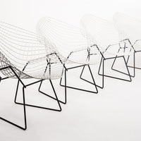 Mid Century White Diamond Wire Chairs by Bertoia for Knoll