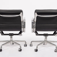 2001 Eames Herman Miller Black Leather Desk Chairs Aluminum Group