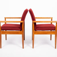 Danish Modern Red Diplomat Chairs by Finn Juhl for France & Daverkosen