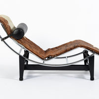 Vintage Cassina LC4 Cowhide Leather Chaise Lounge Chair by Le Corbusier 1960s