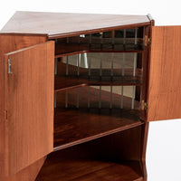 Mid Century Danish Teak Wood Corner Bar Cabinet 1960s