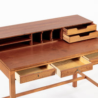 Exceptional Mid Century Danish Teak Writing Desk with Hutch