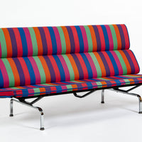 Mid Century Sofa Compact Eames for Herman Miller, Alexander Girard Striped Fabric, 1970s