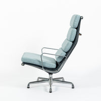 Eames Soft Pad Recliner for Herman Miller, Blue Gray Aluminum Group Lounge Chair