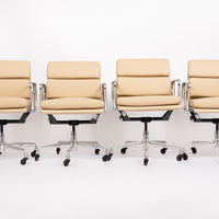 Eames Herman Miller Tan Leather Desk Chairs 2000s Set of 4