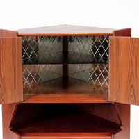 Mid Century Danish Teak Wood Corner Bar Cabinet 1960s