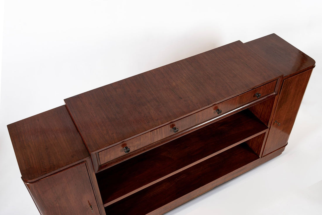 Antique Italian Art Deco Wood Sideboard Credenza or Bar Cabinet 1940s