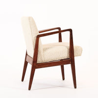 Vintage Mid Century Wood & Cream Upholstered Lounge Chair by Jens Risom