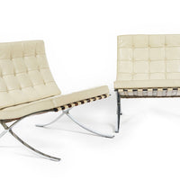 Mid Century Cream Barcelona Chairs by Mies van der Rohe for Knoll, 1980s