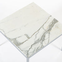 Mid Century Square White Marble Side or Coffee Table by Florence Knoll