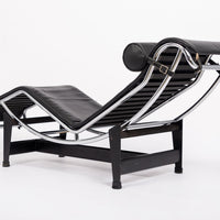 Cassina Black Leather LC4 Chaise Lounge Chair by Le Corbusier