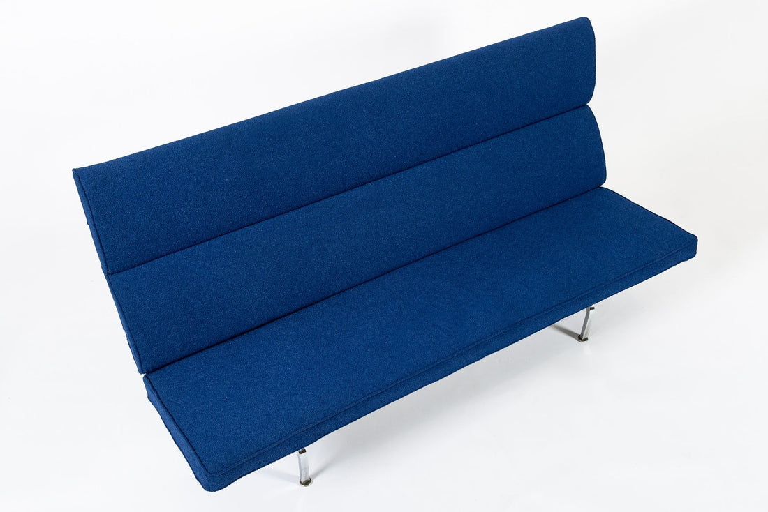 Mid Century Blue Sofa Compact by Eames for Herman Miller 1970s