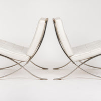 Mid Century White Barcelona Chairs by Mies van der Rohe for Knoll