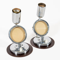 Pair Antique Art Deco Bauhaus Table Lamps with Glass Photo Inserts