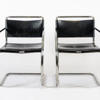 Bauhaus MR 20 Black Leather Arm Chairs by Mies van der Rohe for Knoll, 1979