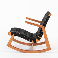 Rare Early Mid Century Wooden Rocking Chair by Ralph Rapson, 1940s