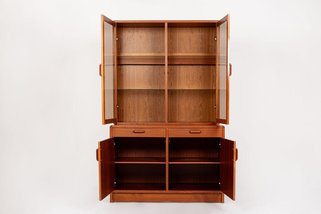 Mid Century Danish Teak Bookcase Wall Unit or China Cabinet