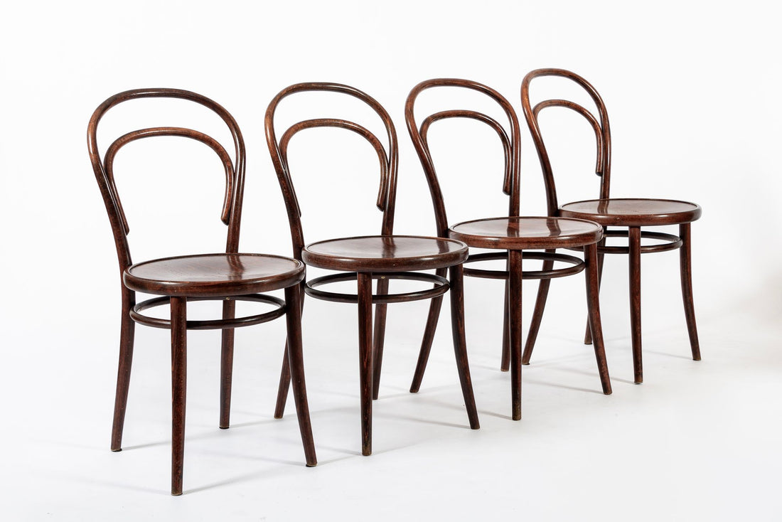 Vintage Bent Wood Cafe Bistro Chairs by Drevounia, Set of 8