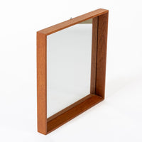 Vintage Mid Century Square Teak Wood Hanging Wall Mirror