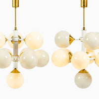 Pair of Mid-Century Modern Sputnik Chandeliers by Szarvasi, Hungary 1970s, 3x Avail