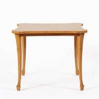Vintage Art Deco Swedish Square Beech Scalloped Table 1940s