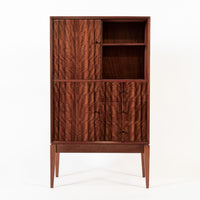 Mid Century Danish Modern Dark Wood Tall Cabinet