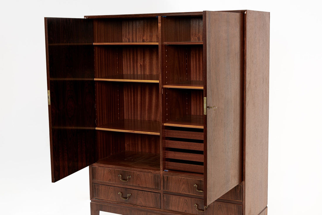 Mid Century Swedish Modern Tall Rosewood Cabinet