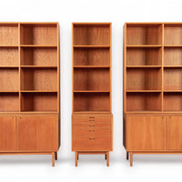 Large Mid Century Danish Teak Wood Bookshelf Wall Unit System