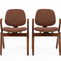 Mid Century Brown Plywood Arm Chairs by Joe Atkinson for Thonet