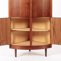 Mid Century Danish Modern Teak Wood Corner Cabinet 1960s