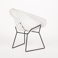 Mid Century White & Black Diamond Wire Chair by Bertoia for Knoll