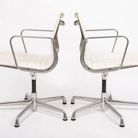 Mid Century White Leather Office Chairs by Eames for Herman Miller