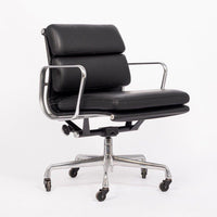 Mid Century Black Leather Aluminum Group Desk Chair by Eames for Herman Miller