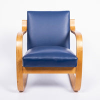 Bauhaus 402 Blue Arm Chair by Alvar Aalto, Made in Finland, 1930s