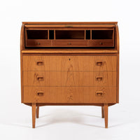 Mid Century Swedish Teak Rolltop Secretary Desk by Egon Ostergaard