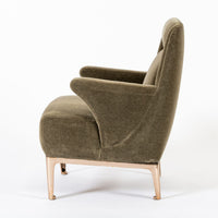 Restored 1940s Art Deco Lounge Chair Mink Mohair, Matching Sofa Available