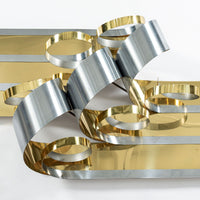 Large Vintage Mid Century Metal Ribbon Wall Art Sculpture by Curtis Jere 1980s