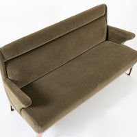Restored 1940s Art Deco Sofa Mink Mohair, Matching Chair Available