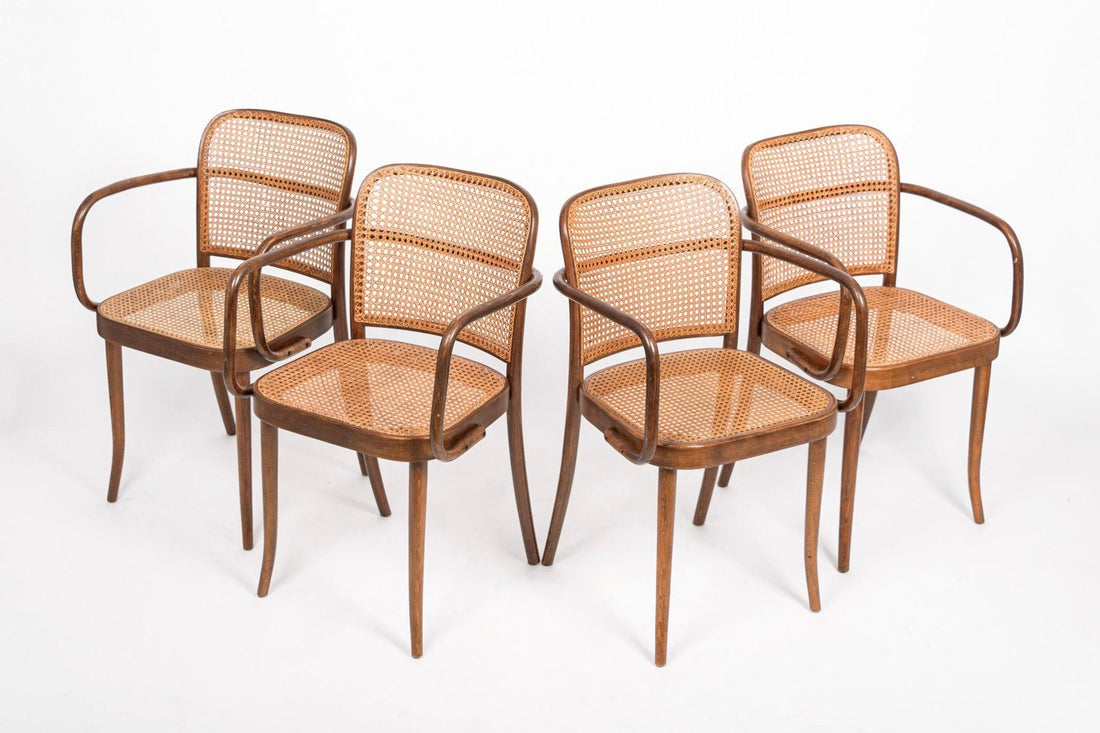 Mid Century Bentwood & Cane Cafe Chairs by Joseph Hoffman for Stendig