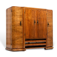 Antique English Art Deco Wood Bar Cabinet Credenza, 1930s