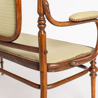Antique Art Nouveau Bentwood Loveseat Bench and Side Chairs Salon Suite, 1900s