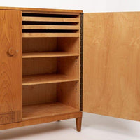 Antique Art Deco Swedish Elm Wood Cabinet with Inlay, 1940s