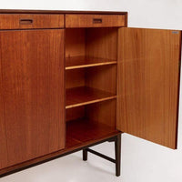 Mid Century Swedish Teak Wood High Cabinet Credenza or Sideboard
